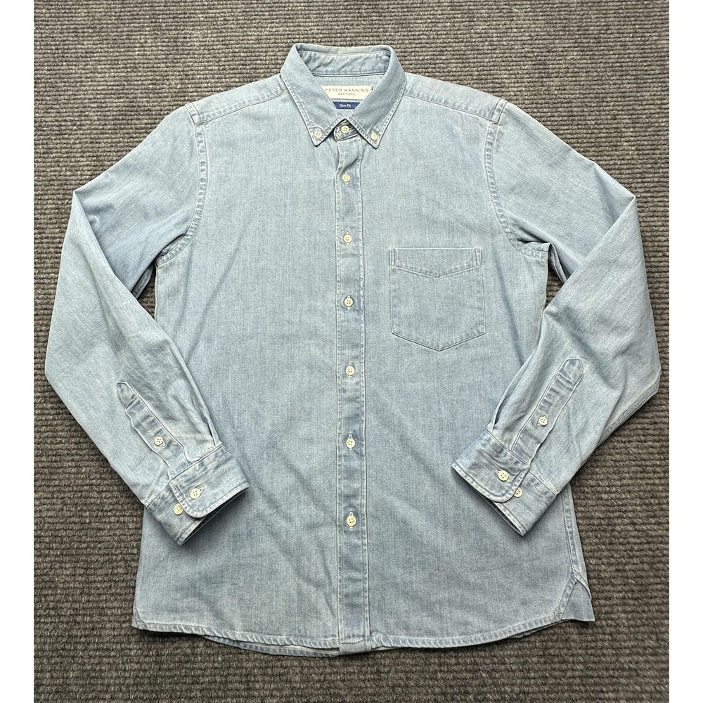 Men's Light Blue Denim Button-Down Shirt